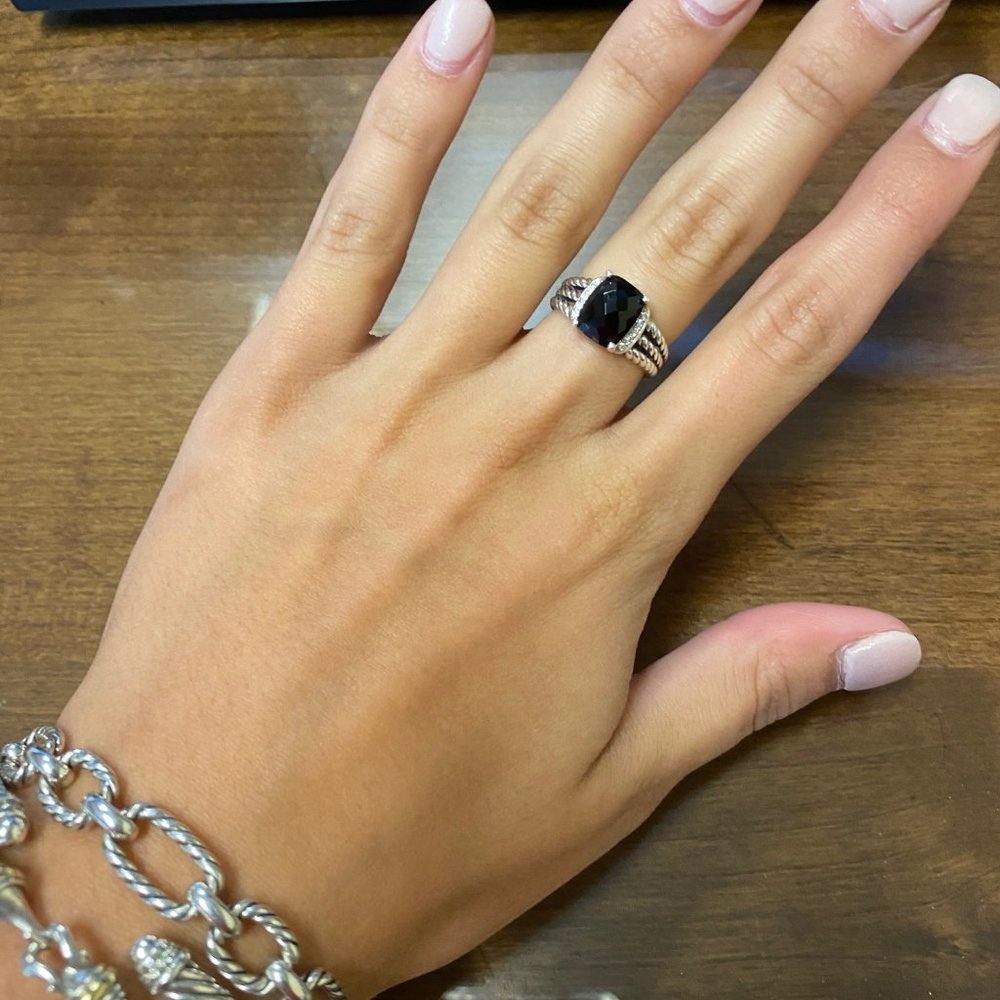 David Yurman Petite Wheaton Black Onyx Ring Size 7